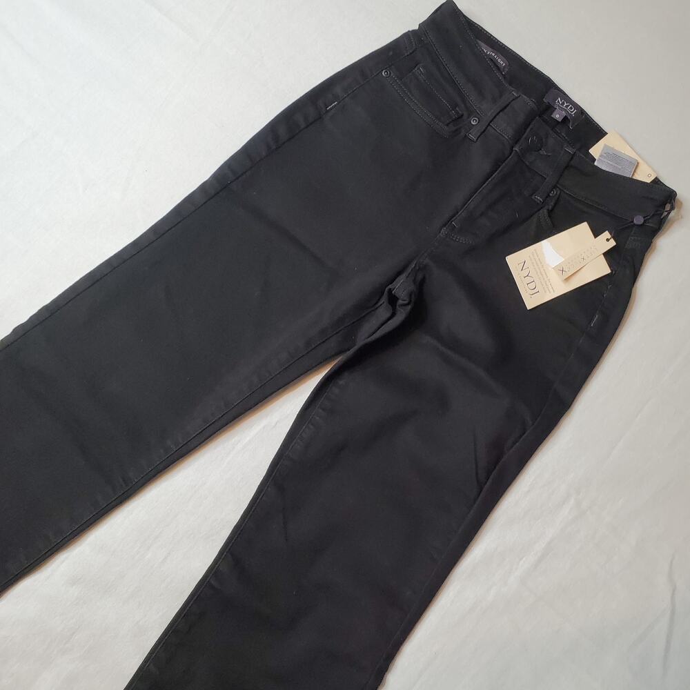 NYDJ Women's Size 0 NWT Marilyn Straight Leg Jeans Stretch Denim Black